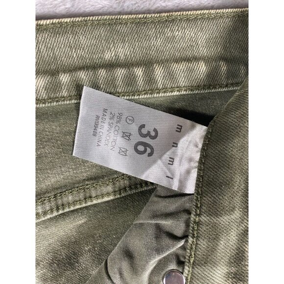 Mnml Men’s Distressed Skinny Jeans - Acid Wash Green - Size 36 - Picture 4 of 13